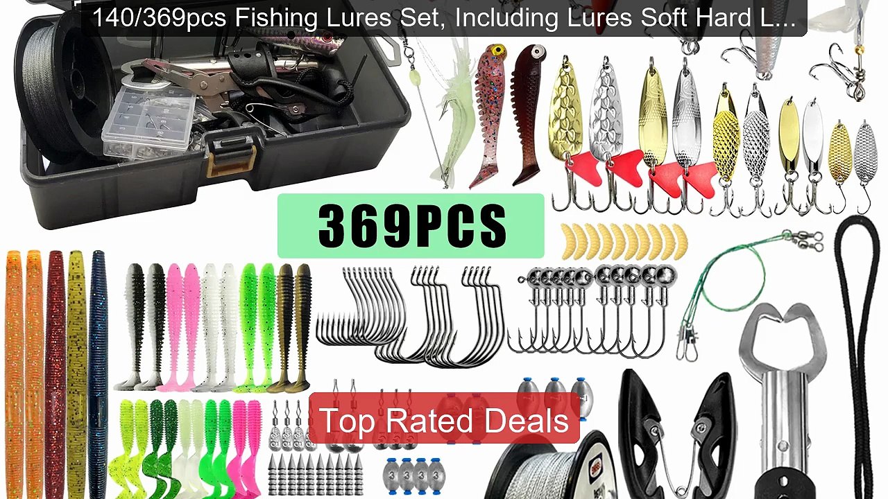140/369pcs Fishing Lures Set, Including Lures S...