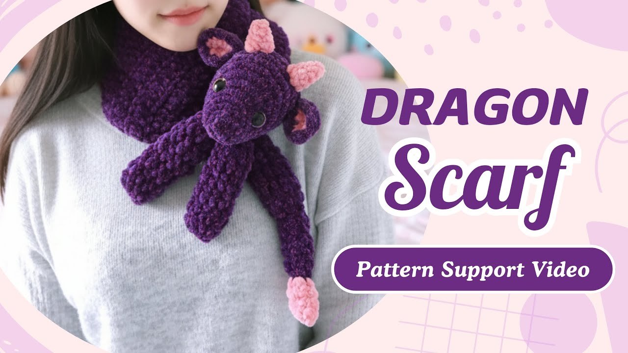 Dragon Scarf SUPPORT VIDEO! Crochet the Ears & Strap · Amigurumi Crochet Tutorial