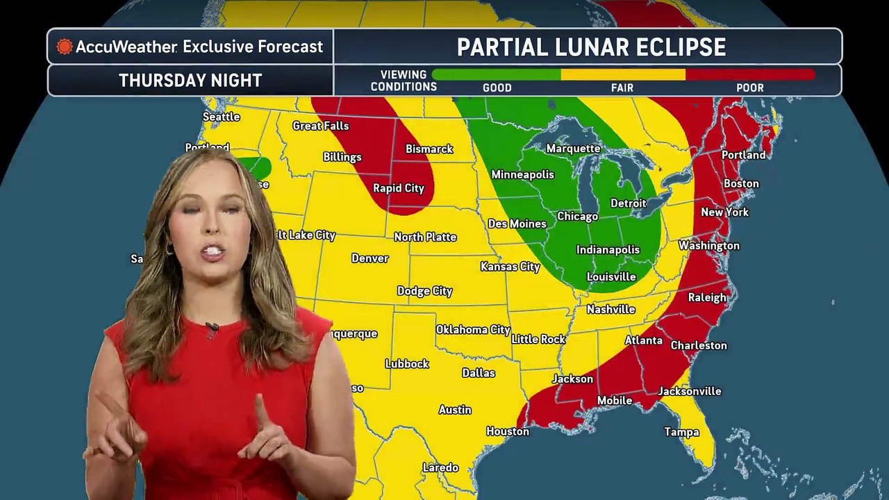 Viewing conditions for the partial lunar eclipse on Aug. 27-28