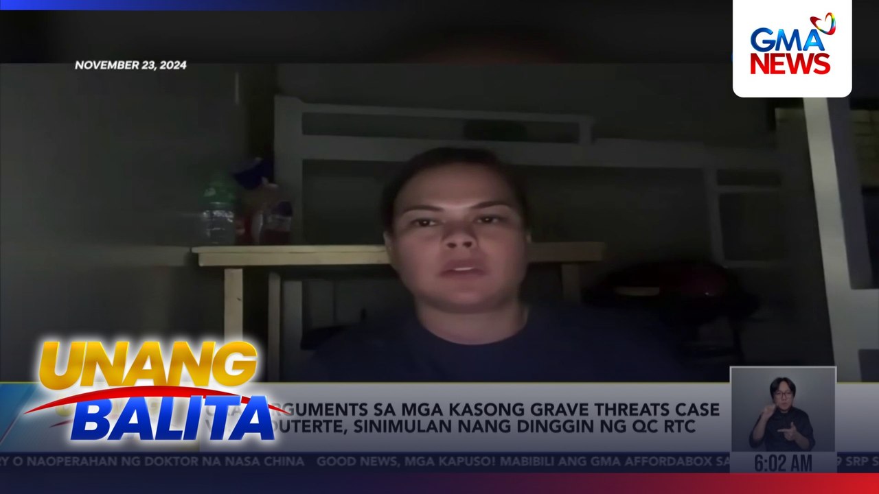 Oral arguments sa mga kasong grave threats case vs. VP Duterte, sinimulan nang dinggin ng QC RTC | Unang Balita
