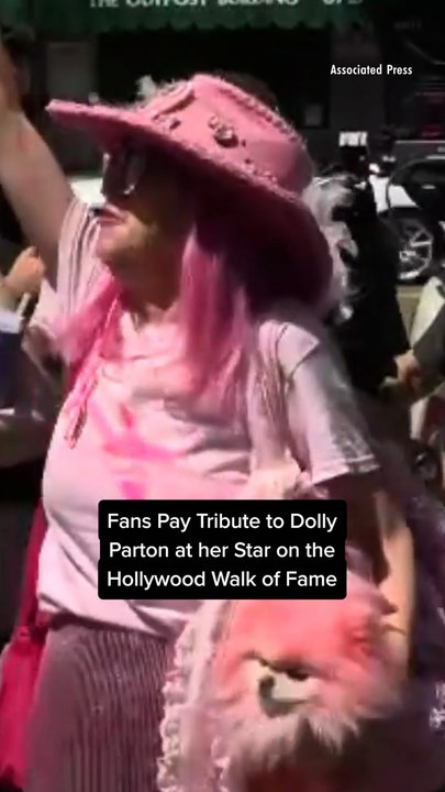 VERTICAL: Fans Pay Tribute to Dolly Parton at her Star on the Hollywood Walk of Fame