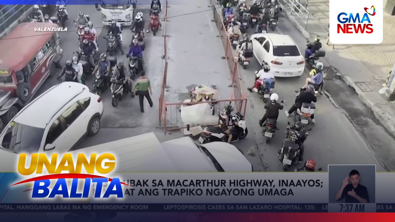Mga lubak sa Macarthur Highway, inaayos; mabigat ang trapiko ngayong umaga | Unang Balita