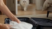 Persian Cat Claims the Suitcase