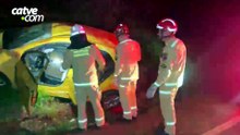 Motorista fica ferido após capotar carro na PR-486