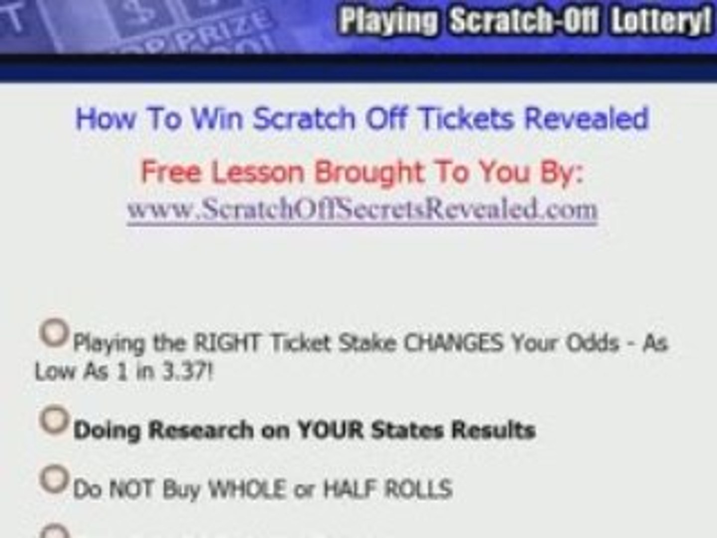 how to win scratch lotto tickets