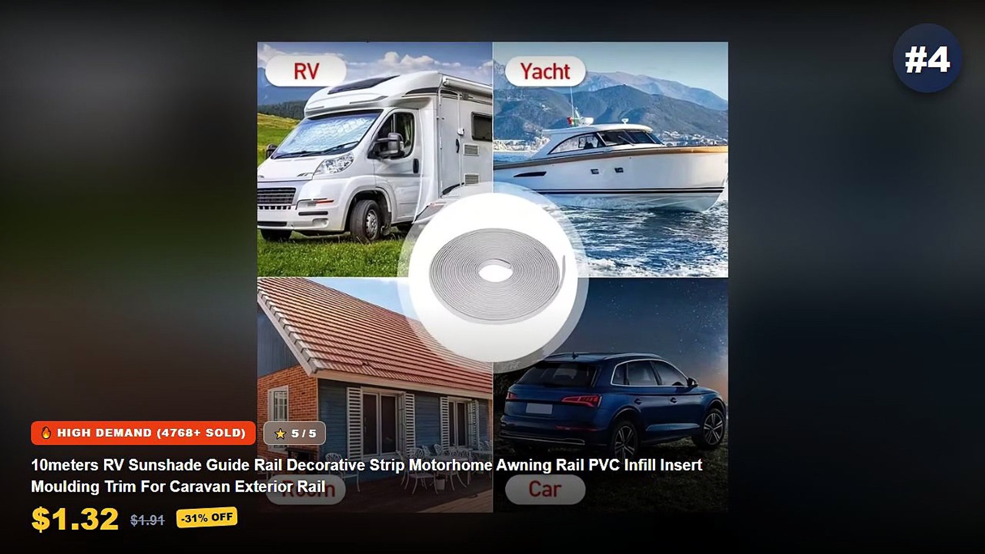 ⁣Top 5 RV Awning Rail Trims For Caravans: Top 5 Best Sellers - 10Mx12MM RV Awning Rail Trim Strip Car