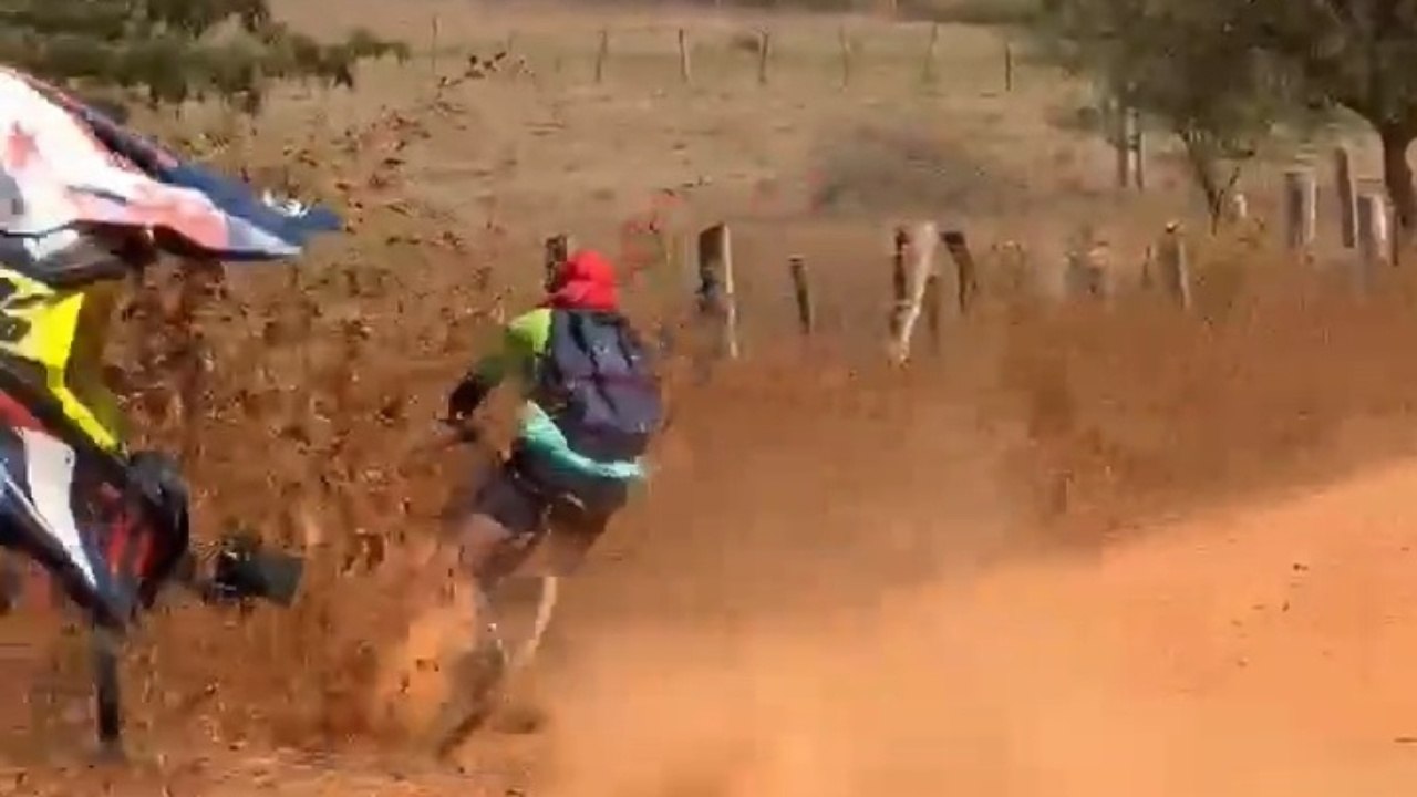 Bicycle Rider Veers Sideways And Crashes