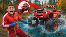 ¡Encontramos el camión de BLAZE bajo el agua pescando con imán! ¡Máquinas monstruo chocaron!