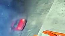 Police search for hoon driver caught on camera doing doughnuts at fuel depot