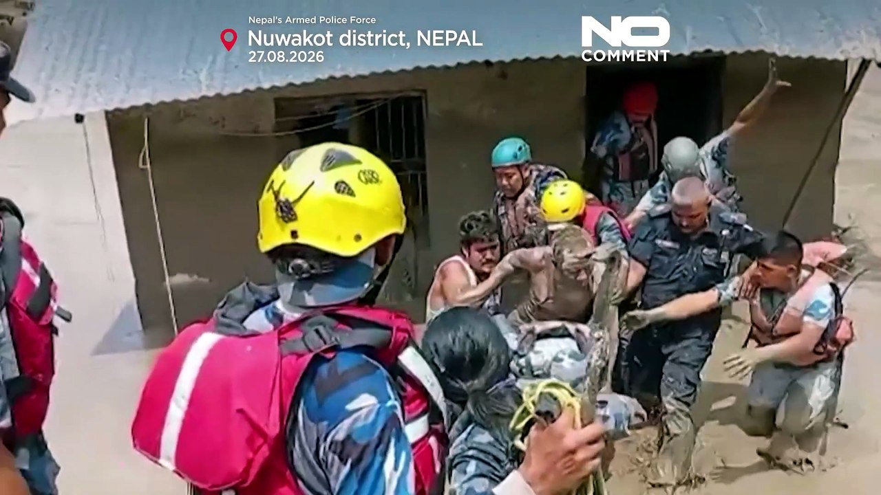Nepal: dramatische aufnahmen zeigen überflutetes rasuwa-tal