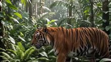 Majestic Tiger Walking Through Jungle | AI Wildlife 4K