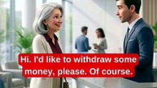 WITHDRAWING MONEY AT THE BANK 🏦💵 Easy English Conversation