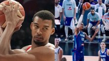 Victor Wembanyama slams home an out-of-this-world alley-oop against Slovenia