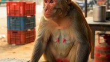 Monkey Eating Rajma Chawal On The Indian Dhaba