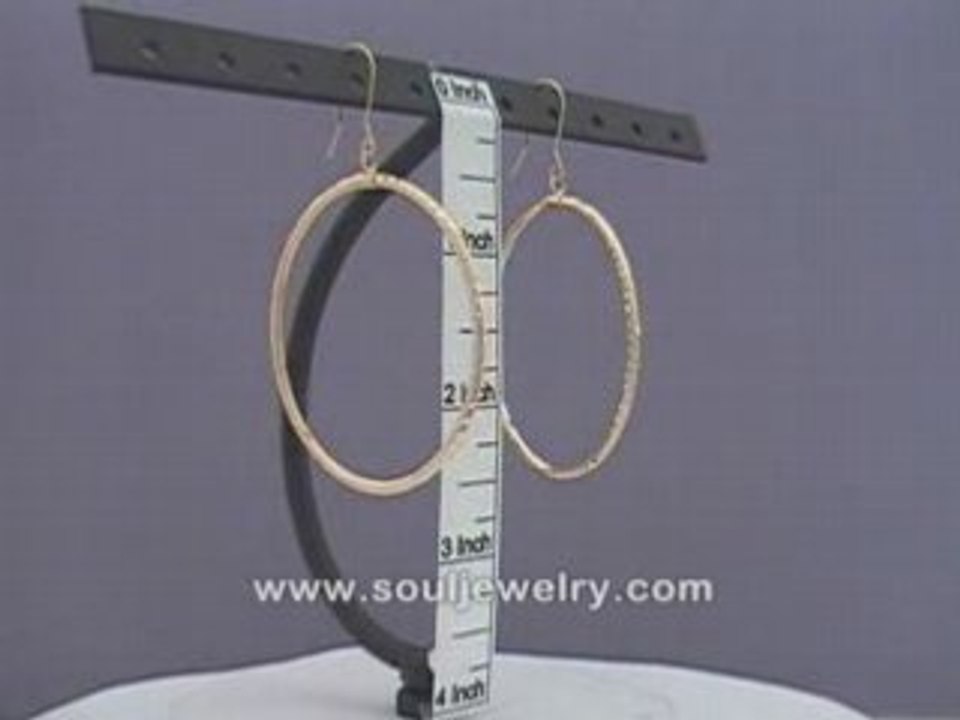 14K Yellow Gold Round Dangling Hoop Earrings 1 15/16 Inch