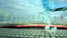 Airlink’e ait Embraer, Cape Town’daki etkinlik sırasında DHL Stadium’un yalnızca birkaç metre üzerinden geçti