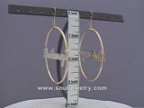 14K Personalized Iced Out Name Dangling Hoop Earrings 2 3/8