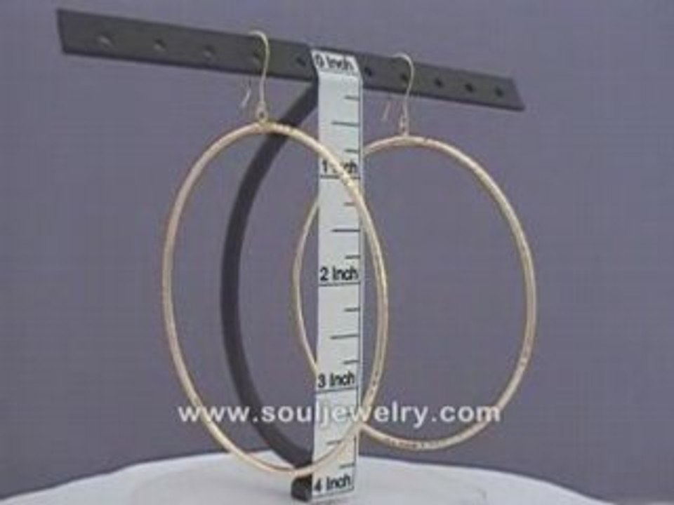 14K Yellow Gold 2 mm Round Dangling Hoop Earrings 3 1/8 Inch