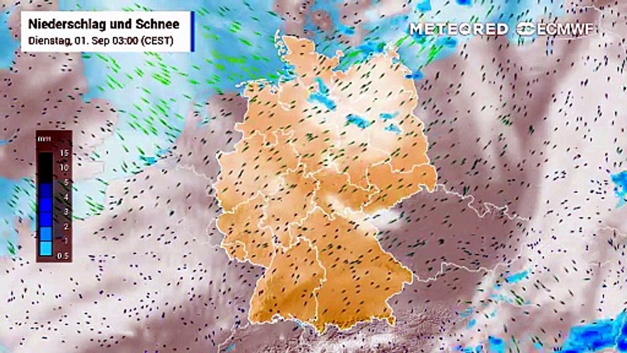 Die Wetterlage der nächsten Tage: Im Norden etwas Regen, im Süden nix