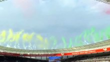 2 Avions de ligne en rase-mottes au-dessus d'un stade