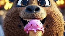 Capibara comiendo helado