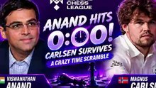 Anand Hits 0:00! Carlsen Survives a Crazy Time Scramble#chess #globalchessleague #anand #carlsen #chessnetx