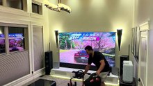 The 120 inch Mobile Racing Sim Home Theatre, Forza Horizon 6! 🍿🏎️ #hometheatre #dolbyatmos