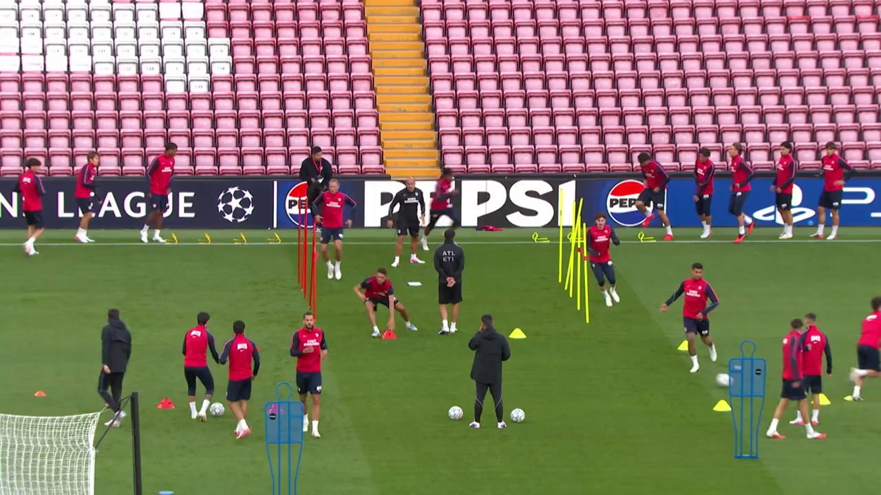 Atletico Madrid train at Anfield ahead of Champions League meeting with Liverpool