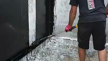 🏗️🛡️ Foundation Wall Waterproofing Bituminous Coating Application with Roller #shorts