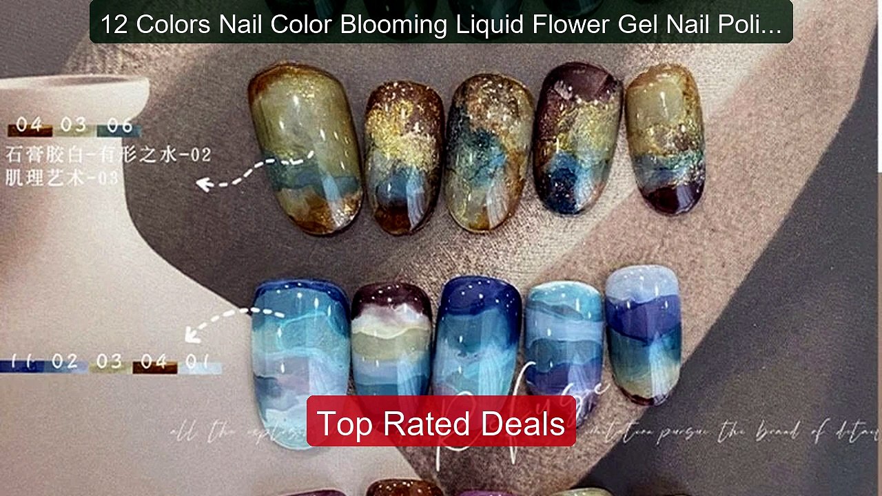 12 Colors Nail Color Blooming Liquid Flower Gel Nail Polish Wa ...