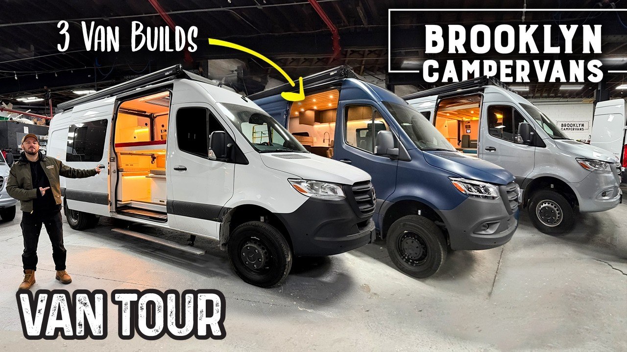 Brooklyn Campervans Tour 3 Mercedes Sprinter 170 Builds: Elevate, Open Concept, Rock Slider