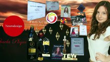 The Founder Mihaela Pleșca With The Mountain of Success Created By Her  Awards & Distinctions Won