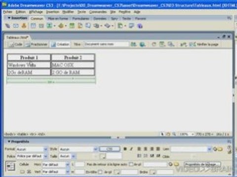 Adobe Dreamweaver CS3 : Créer des tableaux