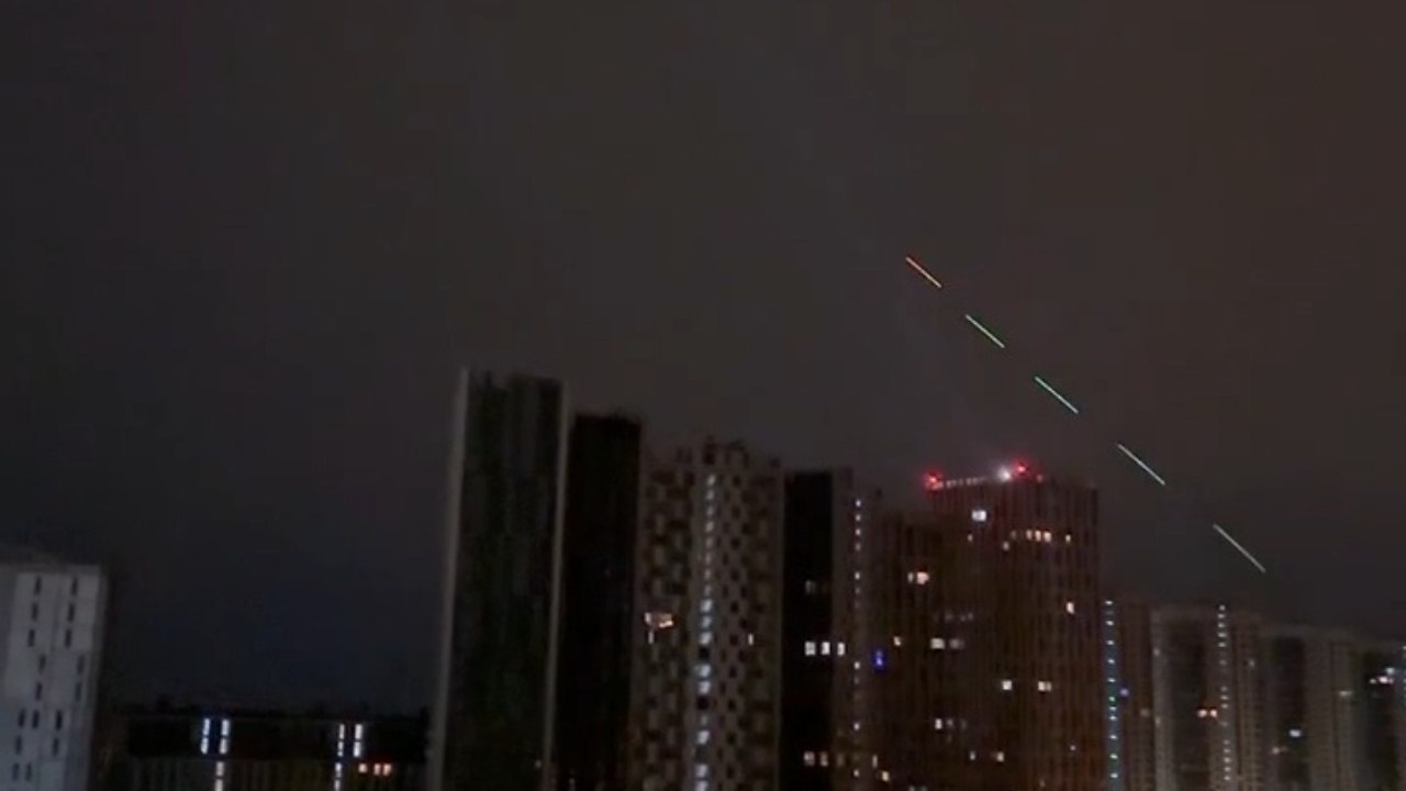 Shahed Drone Shot Down In Midair Over Kyiv, Ukraine