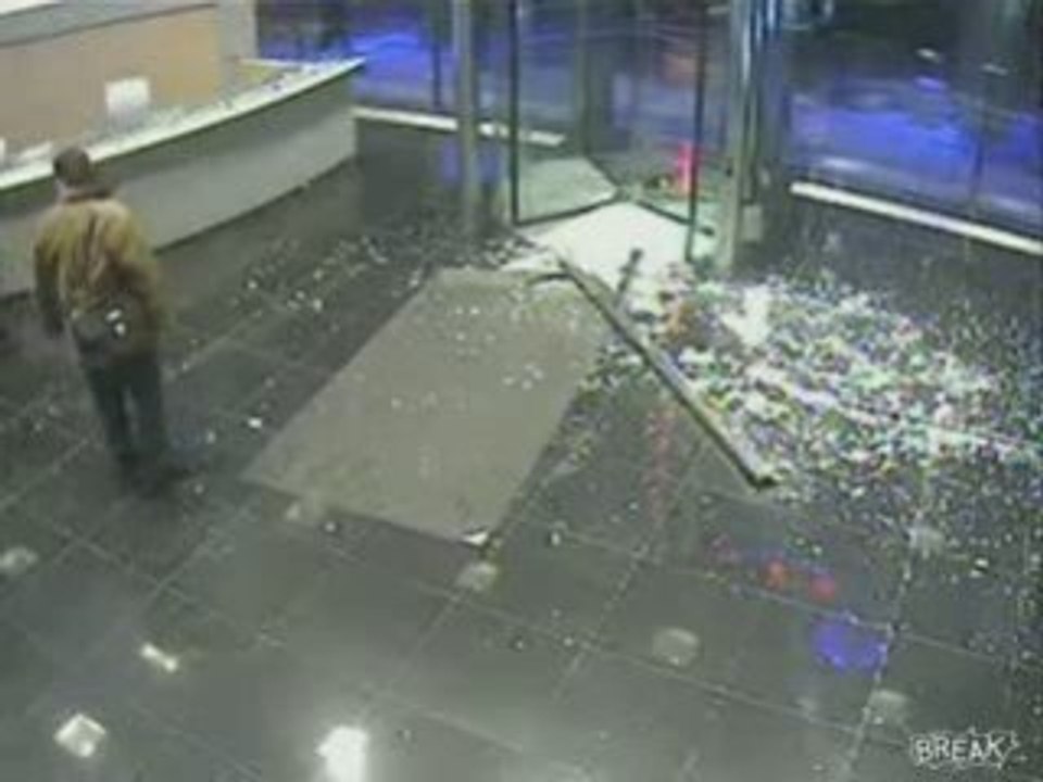 Freak Accident With Glass Revolving Door