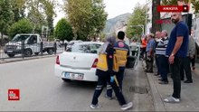 Amasya'da yaya geçidinde duran kamyonete otomobilin çarptığı kaza kamerada