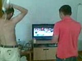 Enkhtaivan and Amaraa playing Wii Boxing