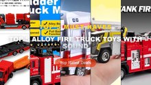 Why Everyone Is Buying Top 5 Alloy Fire Truck Toys With Sound - 1:50 Water Tank Aerial Ladder Fire Truck Model Toys Allo...