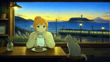 A Seaside Cafe at Sunset in Kamakura | Autumn Cafe Jazz Lo-fi · 1 Hour