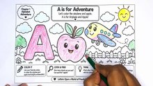 Letter A Coloring | A Is for Apple & Airplane