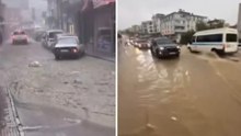 Sinop’ta sağanak sonrası yollar göle döndü
