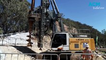 Massive piling rig on site at Mitchell's Causeway