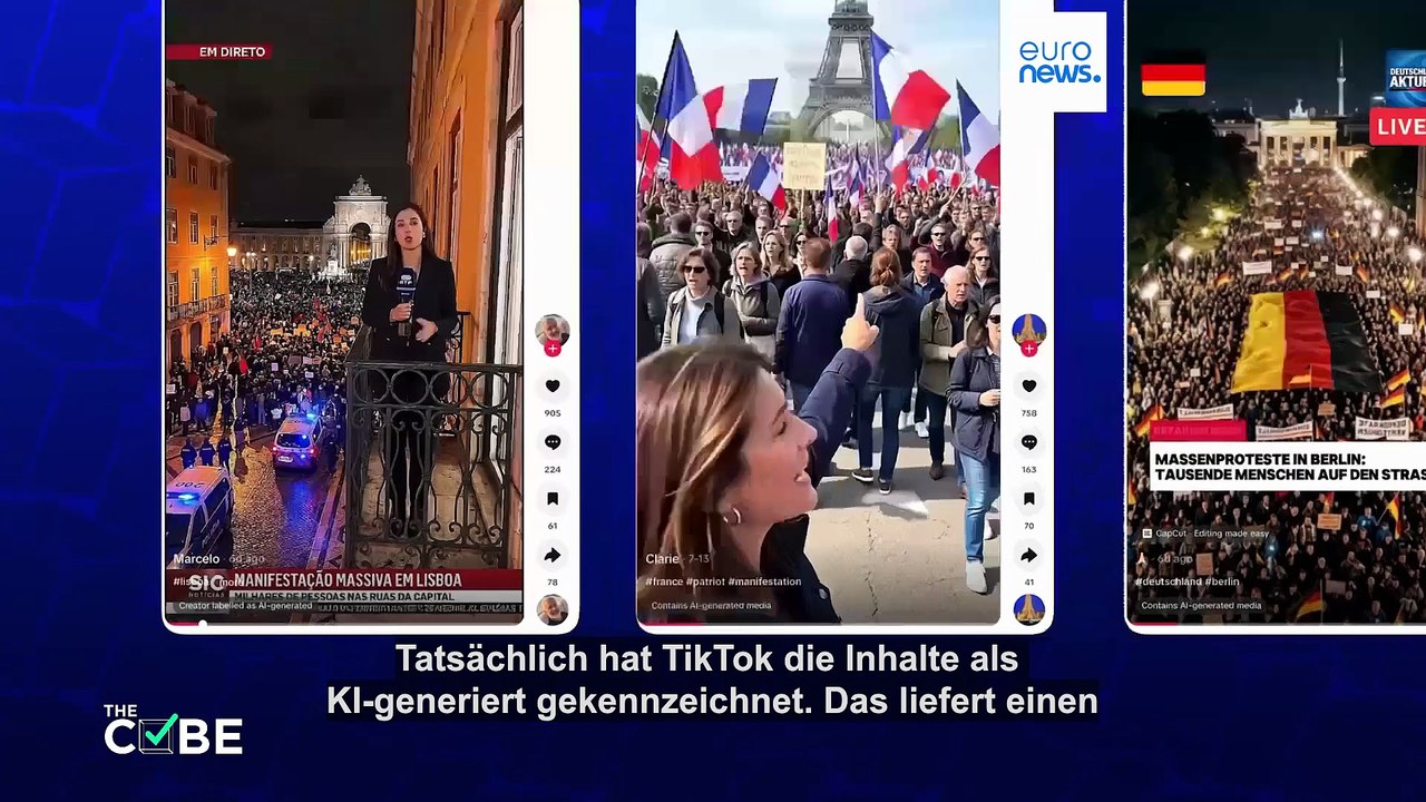 Gefälschte Massenproteste: Wie KI auf TikTok Europas Nutzer täuscht