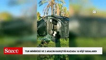 Antalya'da tur minibüsü ve 2 aracın karıştığı kazada 16 kişi yaralandı
