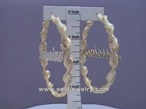 10K Personalized Name 8mm Huge Twisted Hoop Earrings 3 1/4