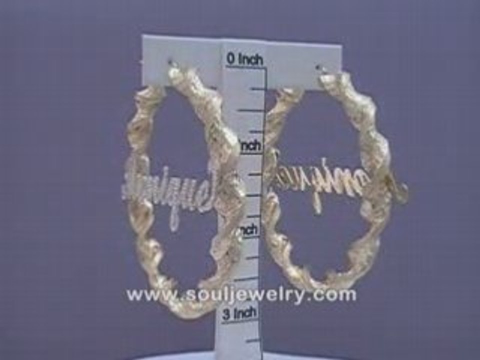 10K Personalized Name 8mm Twisted Hoop Earrings 2 7/8 Inch