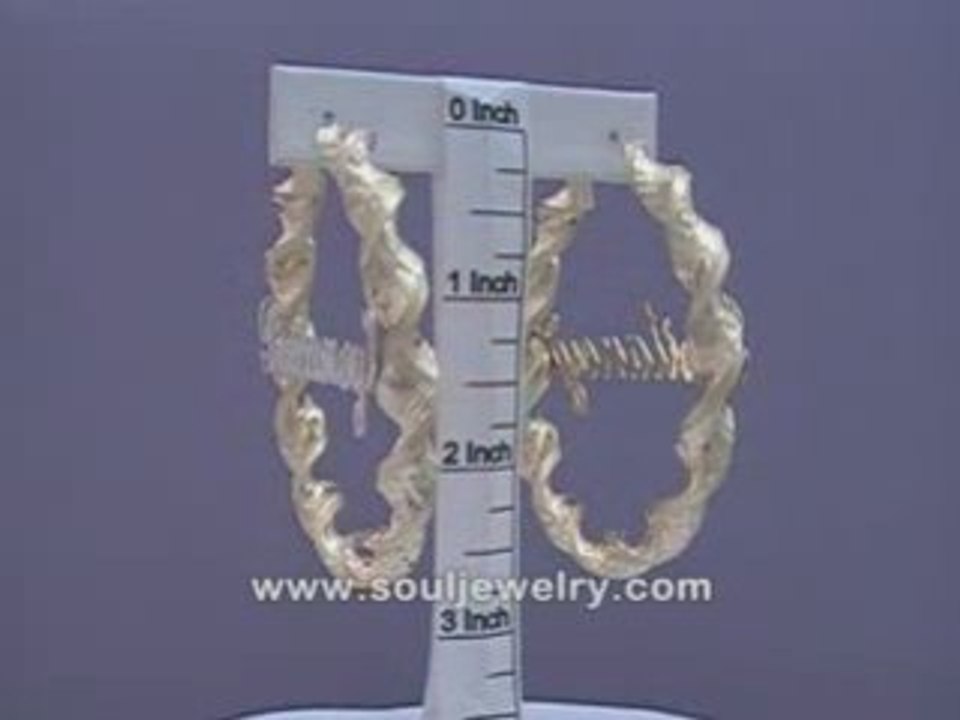 10K Personalized Name 8mm Twisted Hoop Earrins 2 1/2 Inch