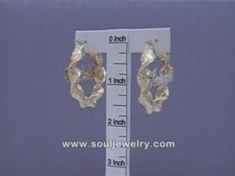 10K Personalized Name 8mm Twisted Hoop Earrings 1 5/8 Inch