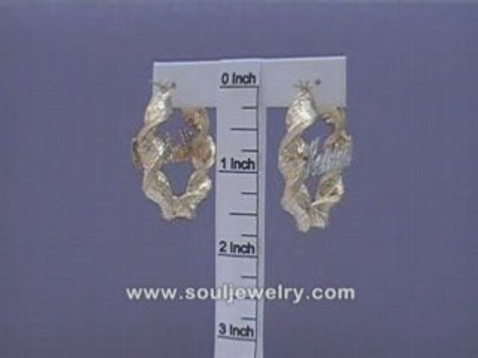 10K Personalized Name 8mm Twisted Hoop Earrings 1 5/8 Inch