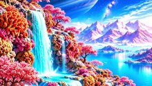 The Cosmic Waterfalls | Surreal Fantasy AI World